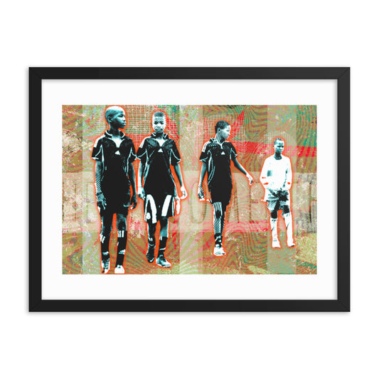 "Between Matches: Young Lions on the Pitch" framed Poster