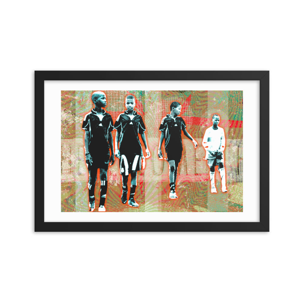 "Between Matches: Young Lions on the Pitch" framed Poster